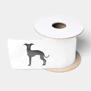 Zwarte Italiaanse Greyhound Cartoonhondenillustrat Lint