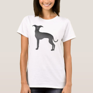 Zwarte Italiaanse Greyhound-hond Cartoon Illustrat T-shirt
