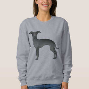 Zwarte Italiaanse Greyhound-hond Cartoon Illustrat Trui