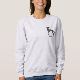 Zwarte Italiaanse Greyhound Mopshond Met Aangepast Trui