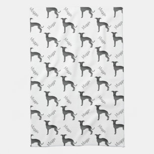 Zwarte Italiaanse Greyhound Mopshond Patroon Met N Theedoek