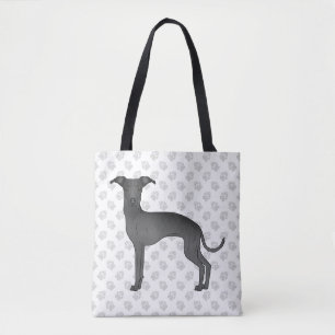 Zwarte Italiaanse Greyhound Schattige Cartoon Hond Draagtas