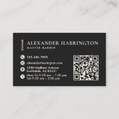 Zwarte Ivory Master Barber Qr Code Visitekaartje (Achterkant)