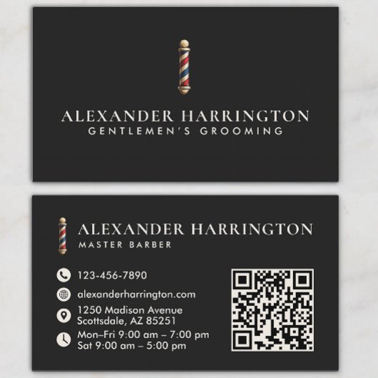 Zwarte Ivory Master Barber Qr Code Visitekaartje