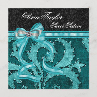 Zwarte Jade Groene Glitters Zestiende Verjaardag Kaart