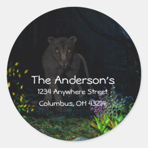 Zwarte Jaguar in de Bossen Adresetiketten Ronde Sticker