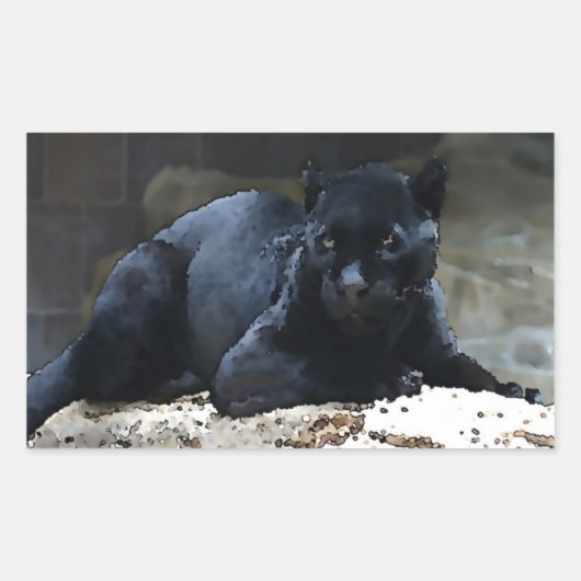 Zwarte Jaguar Rechthoek Stickers (Voorkant)