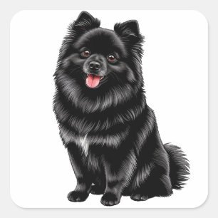 Zwarte Japanse Spitz Vierkante Sticker