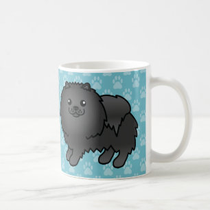Zwarte jas Pomeranian honden op blauw Koffiemok