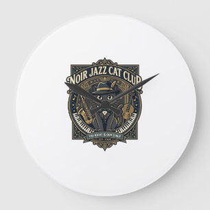 Zwarte Jazz Kat Kat Vader Cadeau Idee - Noir Jazz  Grote Klok