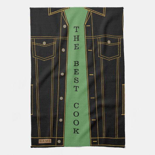 Zwarte Jeans Jas Grappige Keuken Handdoek Custom T (Verticaal)