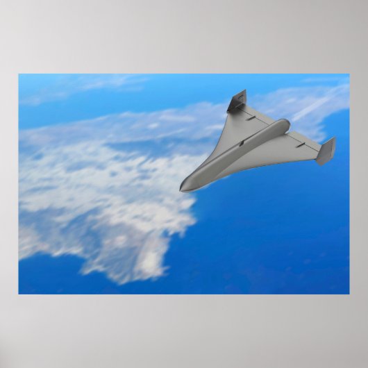 Zwarte jet aangedreven militaire drone poster (Voorkant)