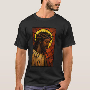 Zwarte Jezus Doornenkroon geloof Religie Heiland T-shirt