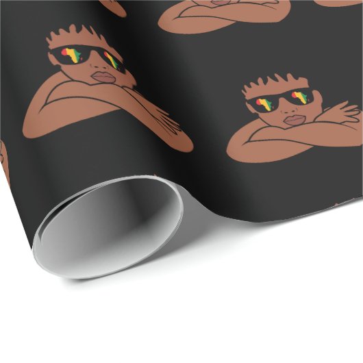 Zwarte jongen verjaardagscadeau melanine jongens K Cadeaupapier (Rol Hoek)