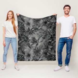 Zwarte jungle fleece deken