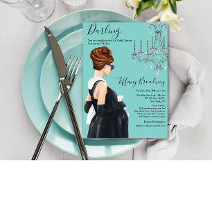Zwarte Jurk Baby Shower in Blauw Glamour  Kaart