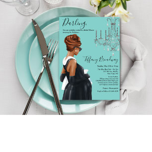 Zwarte Jurk Baby Shower in Blauw Glamour Kaart