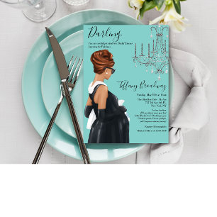 Zwarte Jurk Baby Shower in Blauw Glamour Kaart