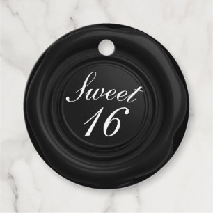 Zwarte Kaars Was Zegel Drip Chique Sweet 16 Bruilo Bedankjes Labels