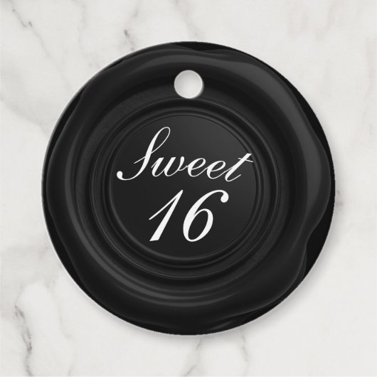 Zwarte Kaars Wax Seal Drip Classy Sweet 16 Bruilof Bedankjes Labels (Voorkant)