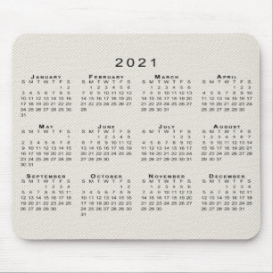 Zwarte kalender 2021 op beige Faux Canvas textuur Muismat