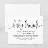 Zwarte kalligrafie Baby Brunch Uitnodiging (Voorkant / Achterkant)