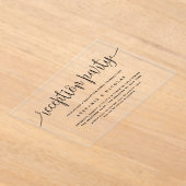 Zwarte kalligrafie bruiloft receptie feest acryl uitnodigingen (Laagn)