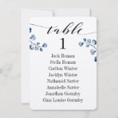 Zwarte kalligrafie Greenery Seating Chart Kaarten (Achterkant)