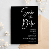Zwarte kalligrafie minimalistische bruiloft save the date