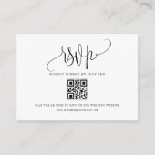 Zwarte kalligrafie QR-code RSVP Informatiekaartje (Voorkant)