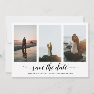 Zwarte kalligrafie Sparen de Datum met de Collage Save The Date