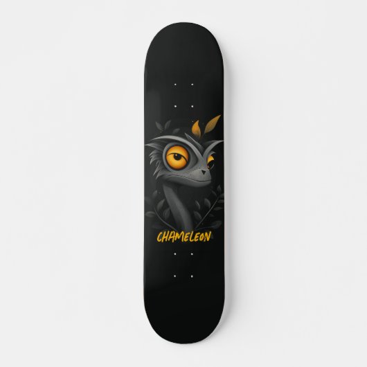 Zwarte kameleon gepersonaliseerd skateboard (Voorkant)