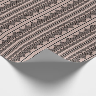 Zwarte kant, ajour, bruine achtergrond, beige, Bla Cadeaupapier