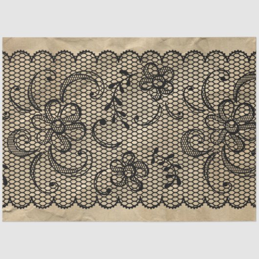  Zwarte Kant decoupage Tissue Paper Tissuepapier (Voorkant)