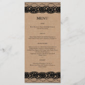Zwarte kant en Burlap Menu 2 (Voorkant)