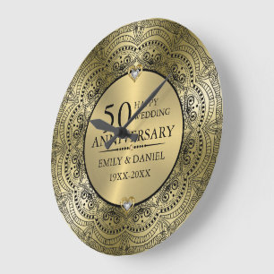 Zwarte kant en gouden trouwdag 50 jaar grote klok