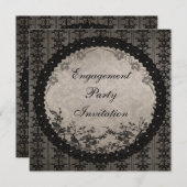  zwarte kant en Sequins Engagement Party Kaart (Voorkant / Achterkant)
