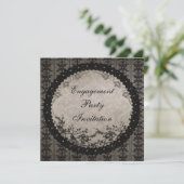  zwarte kant en Sequins Engagement Party Kaart (Staand voorkant)