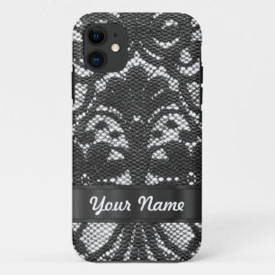 Zwarte kant gepersonaliseerd iPhone 11 hoesje