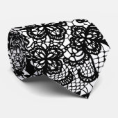 Zwarte kant op witte Stropdas (Opgerold)