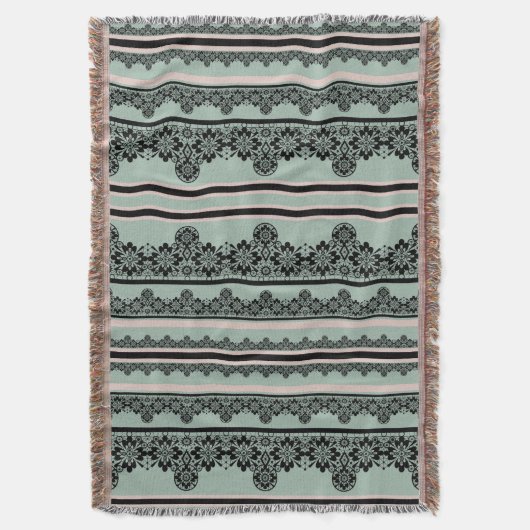 Zwarte kant, openwerkkussen deken (Voorkant Verticaal)