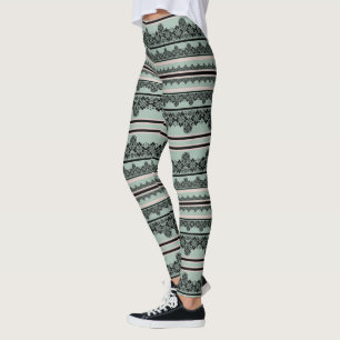Zwarte kant, openwerkkussen leggings