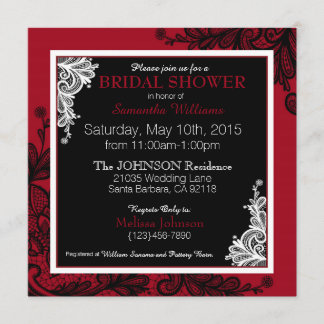 Zwarte kant Rood Modern Gothic Vrijgezellenfeest Kaart