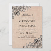  zwarte kant Rustic Burlap Islamic Wedding Kaart (Voorkant)
