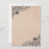  zwarte kant Rustic Burlap Islamic Wedding Kaart (Achterkant)