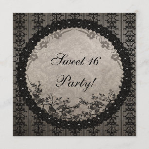  zwarte kant & Sequins Sweet 16-partij Kaart