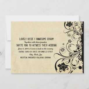 Zwarte  kant van de uitnodiging voor het parketwed