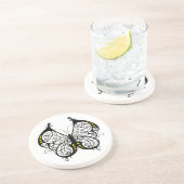 Zwarte kant Vlinders 5 Zandsteen Onderzetter (Zijkant)