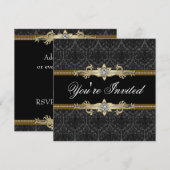 Zwarte Kant Zwarte Goud Zwarte Tie Feest Kaart (Voorkant / Achterkant)