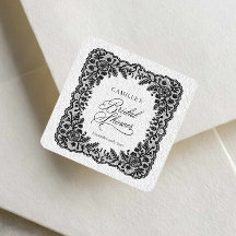 Zwarte Kanten Bruiloftscadeautje Sticker